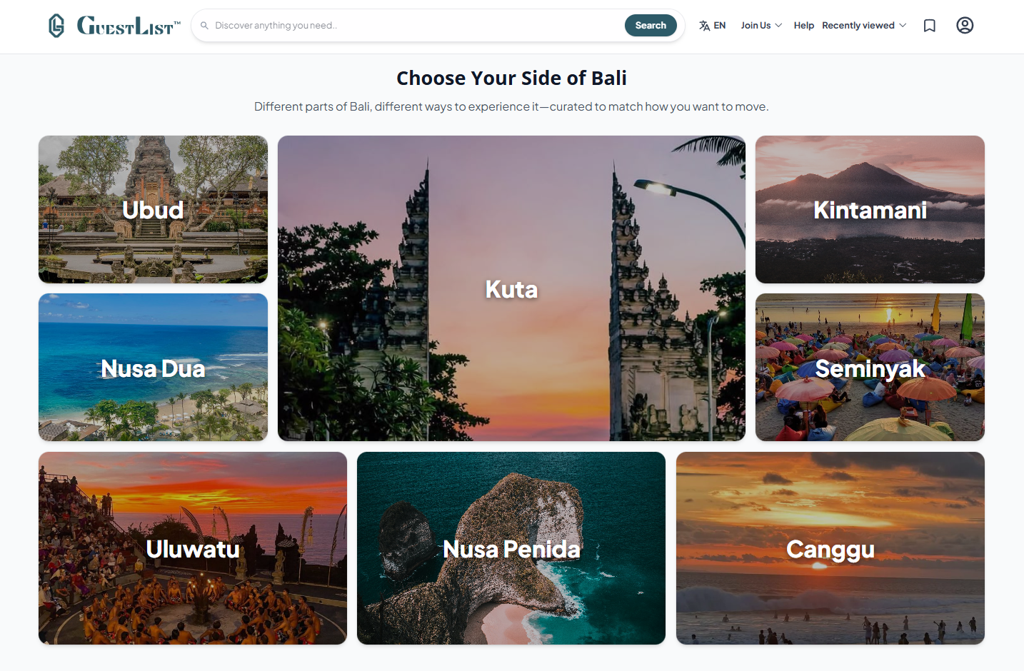 Discovery built around how people explore Bali