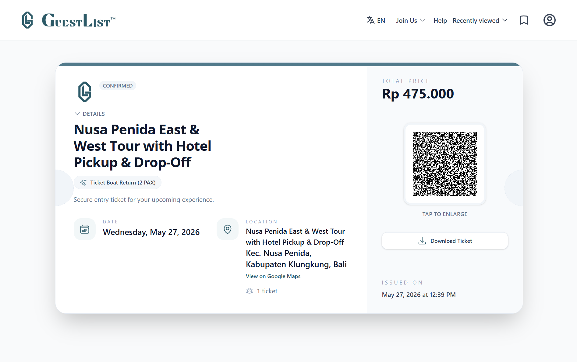 From payment to a ticket in the guest's hand