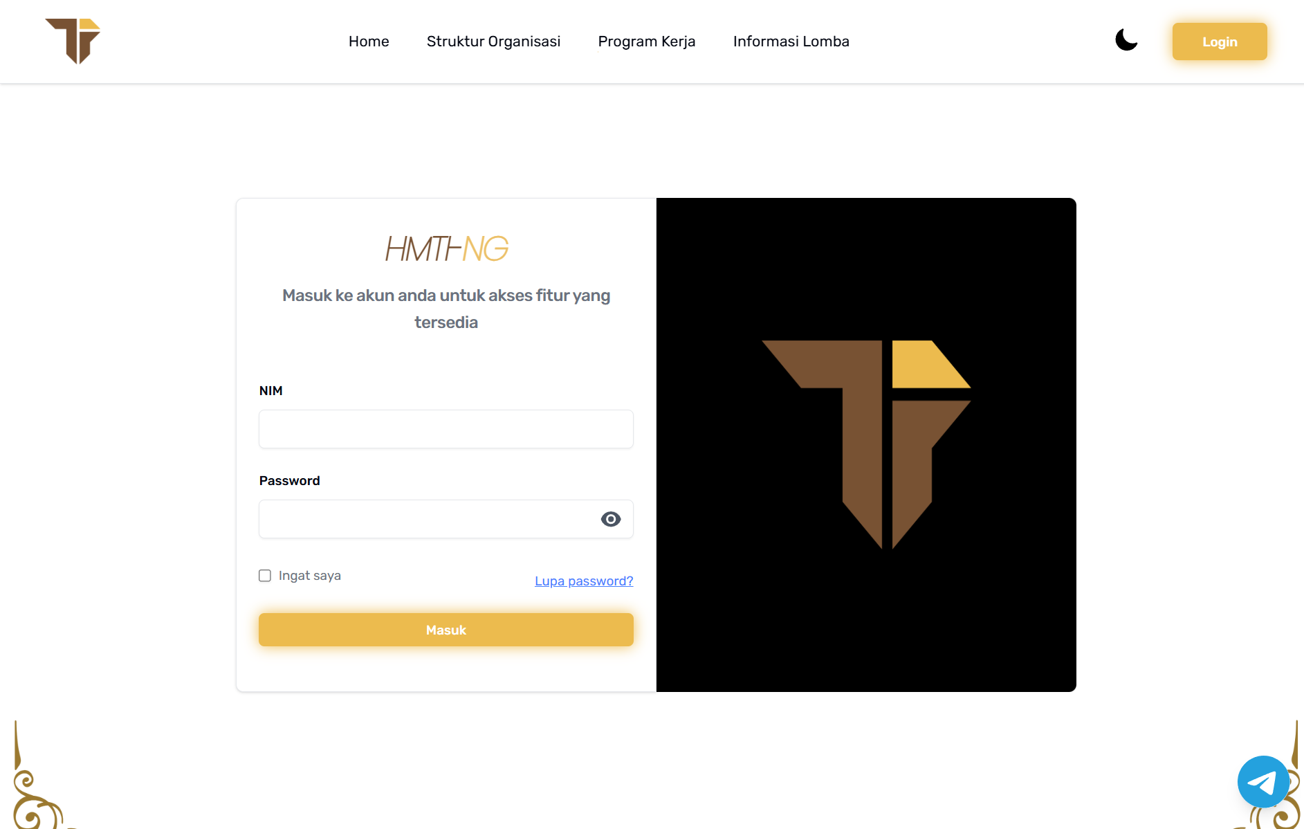 A login gateway for members