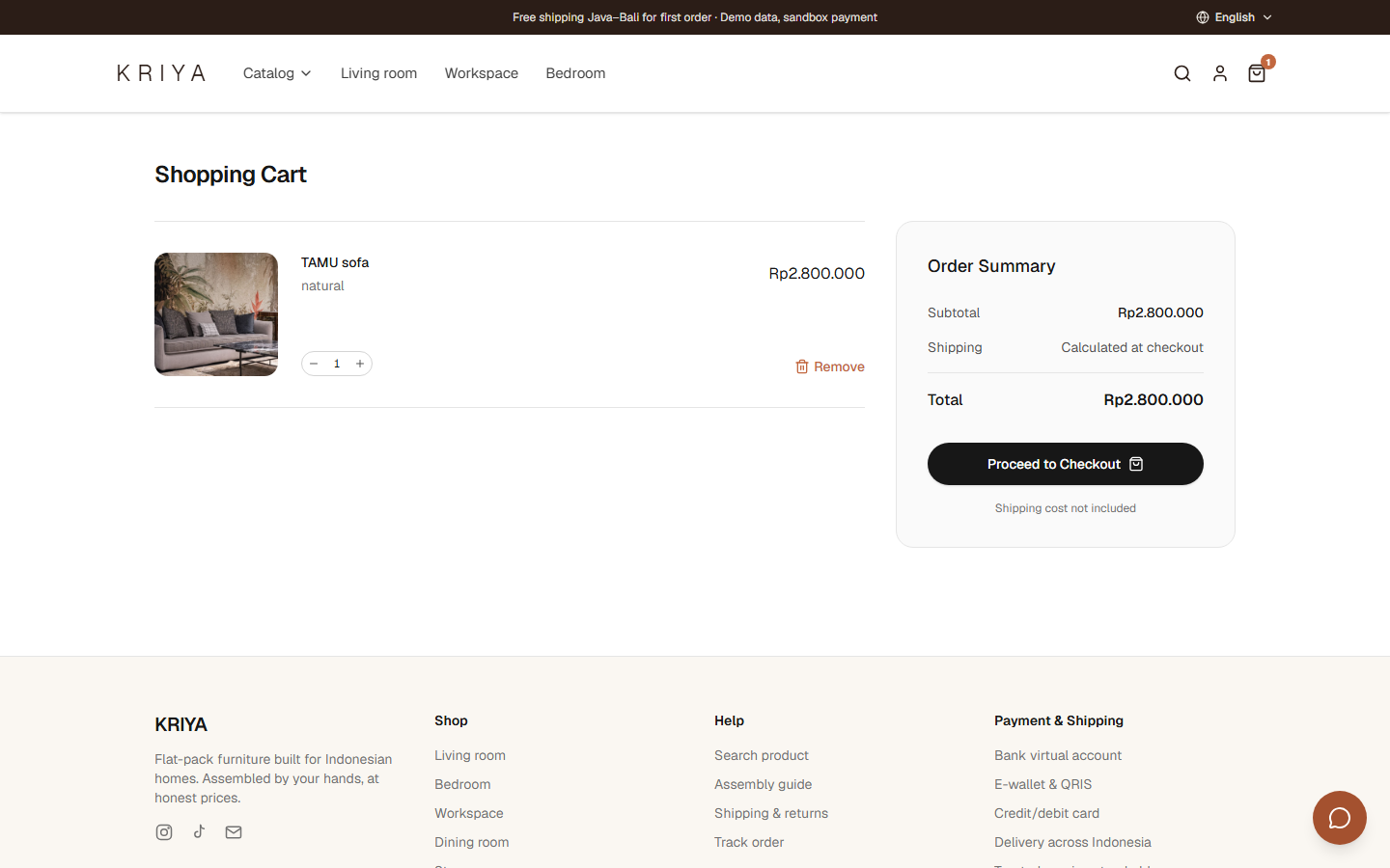 From cart to a paid order