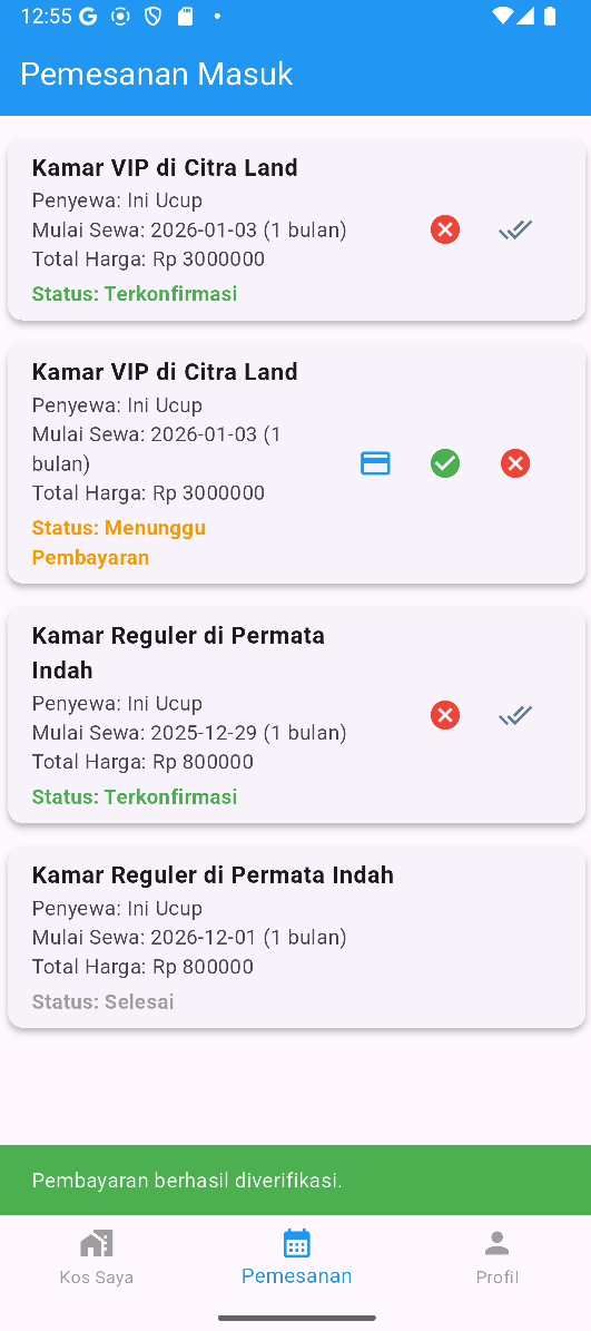 The owner's side: list and manage